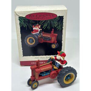 VTG 1994 Hallmark Keepsake Christmas Ornament 2.75" Here Comes Santa Tractor